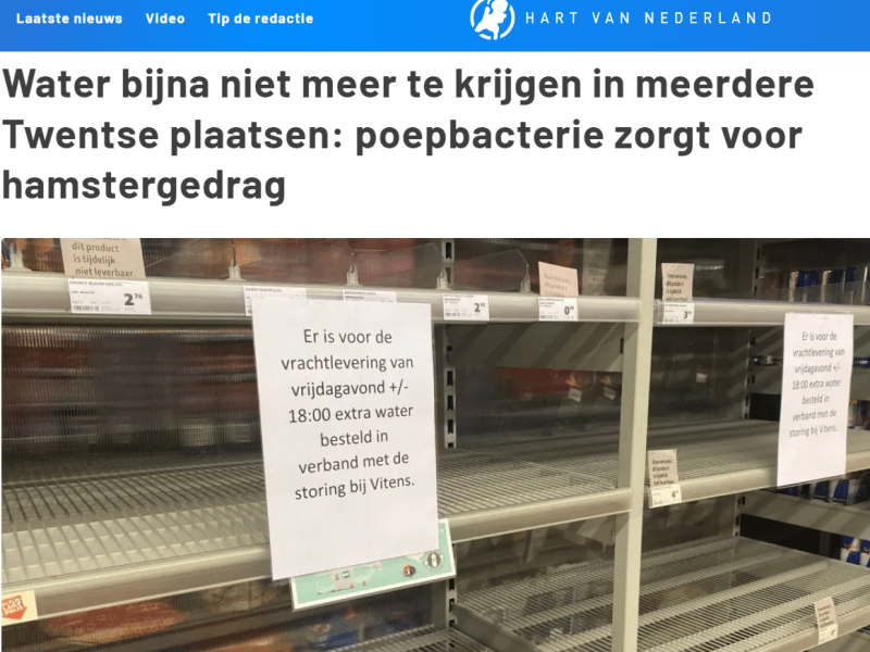 Media berichten over water dat niet meer te krijgen is in Oldenzaal