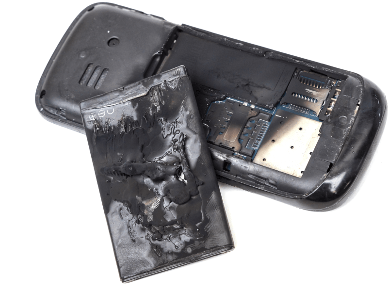 Telefoon beschadigd door brand
